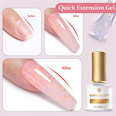 BORN PRETTY 7ml Gold Flakes Glitter Quick Building Gel SGE03 (55453)