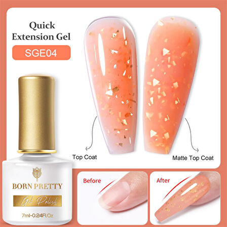 BORN PRETTY 7ml Gold Flakes Glitter Quick Building Gel SGE04 (55453)