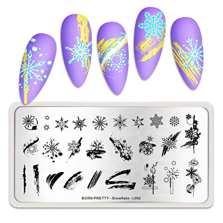 Born Pretty metal stampa tabakası Snowflake L-002 (53403) 