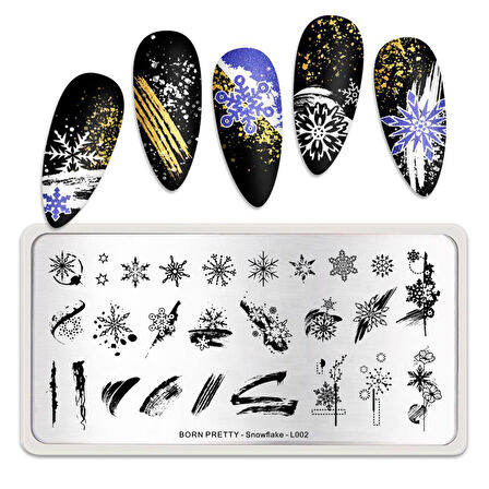 Born Pretty metal stampa tabakası Snowflake L-002 (53403) 