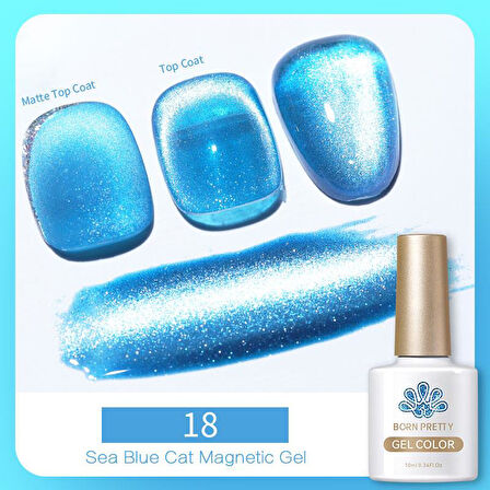 Born Pretty 10 ml Sea Blue Kedi gözü oje SB-18 (56466)