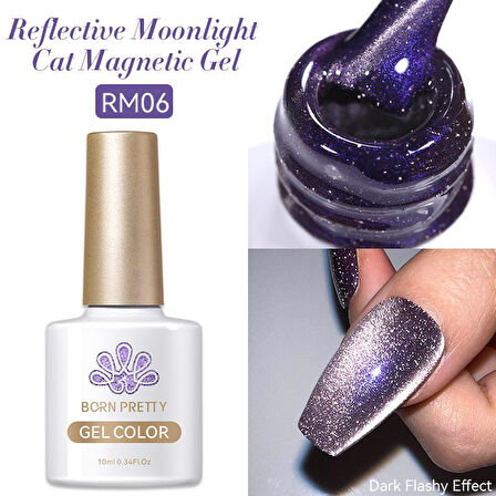 BORN PRETTY RM06 10ml Reflective Moonlight Cat Magnetic Kalıcı oje (57983)