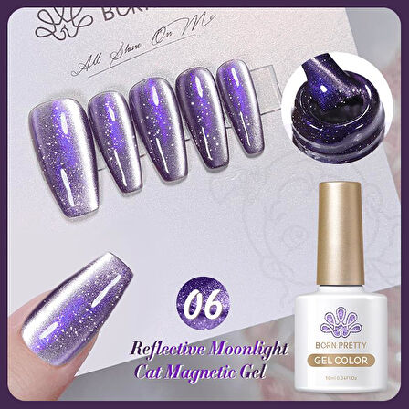 BORN PRETTY RM06 10ml Reflective Moonlight Cat Magnetic Kalıcı oje (57983)