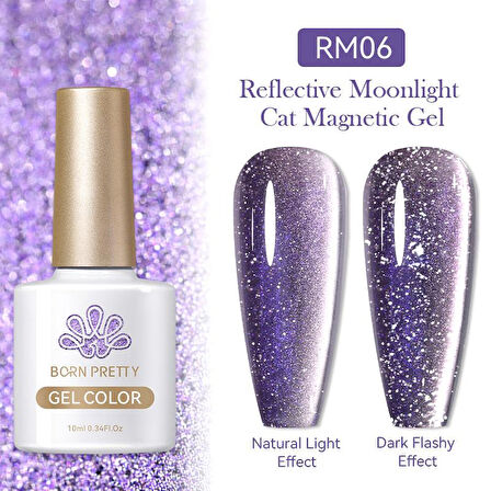 BORN PRETTY RM06 10ml Reflective Moonlight Cat Magnetic Kalıcı oje (57983)