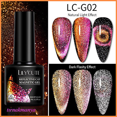 LILYCUTE 7ml 9D Reflective Cat Magnetic Kalıcı oje LC-G02 (53895)