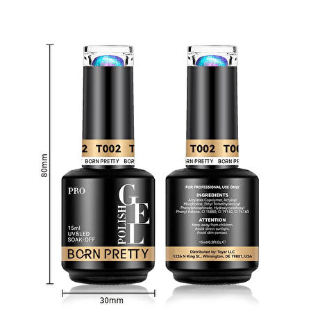 BORN PRETTY 15ml Hema Free Rainbow Reflective Kedi Gözü Kalıcı oje T005 (58695)