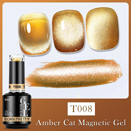 BORN PRETTY 15ml Hema Free Super Shinny Amber Kedi Gözü kalıcı oje T008 (58742)