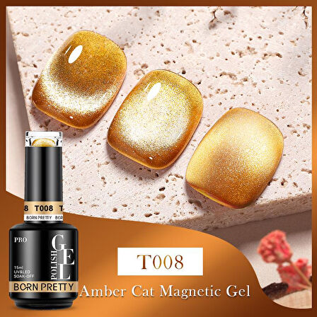 BORN PRETTY 15ml Hema Free Super Shinny Amber Kedi Gözü kalıcı oje T008 (58742)