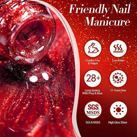 BORN PRETTY 15ml Hema Free Red Cat Magnetic Kalıcı oje T68 (60219)