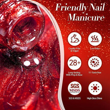 BORN PRETTY 15ml Hema Free Red Cat Magnetic Kalıcı oje T70 (60219)