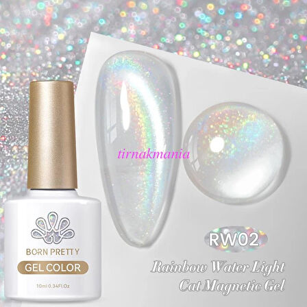BORN PRETTY 10ml Rainbow Water Light Kedi Gözü Kalıcı Oje RW02 (59708)