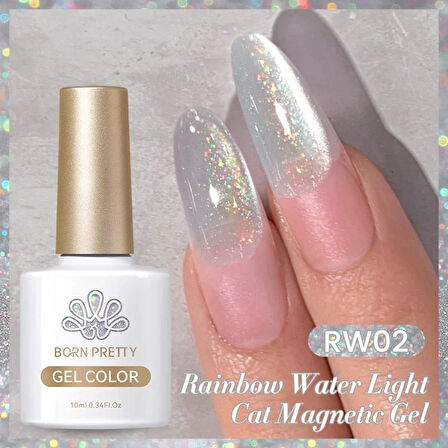 BORN PRETTY 10ml Rainbow Water Light Kedi Gözü Kalıcı Oje RW02 (59708)
