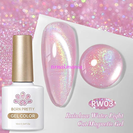 BORN PRETTY 10ml Rainbow Water Light Kedi Gözü Kalıcı Oje RW03 (59708)