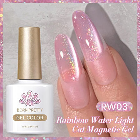 BORN PRETTY 10ml Rainbow Water Light Kedi Gözü Kalıcı Oje RW03 (59708)