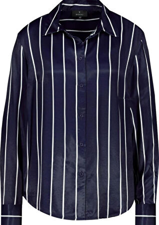 Lacivert Çizgili Viskon Gömlek