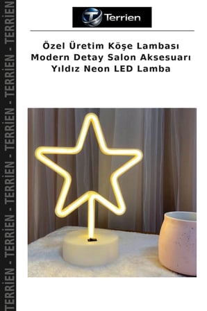 Özel Üretim Köşe Lambası Modern Detay Salon Aksesuarı Yıldız Neon LED Lamba