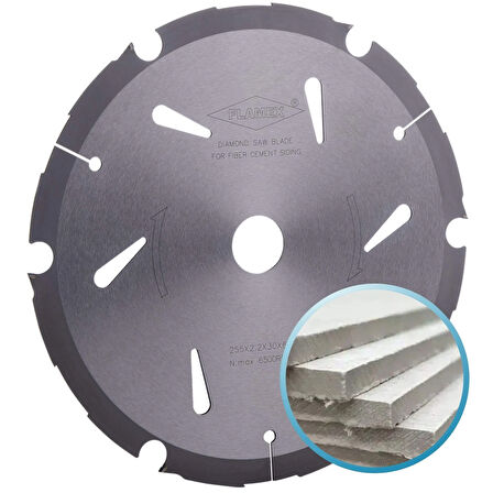 FLAMEX 184x1.8x30mm 6 diş PCD Dairesel Fibercement Kesim Testeresi (Betopan, Hekimboard, Ekobord)