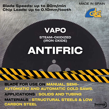GLG 250x1.6x32mm BW diş VAPO (Oksidize) - HSS Daire Testere Bıçağı (Demir Alaşımlı Metal Kesimi)