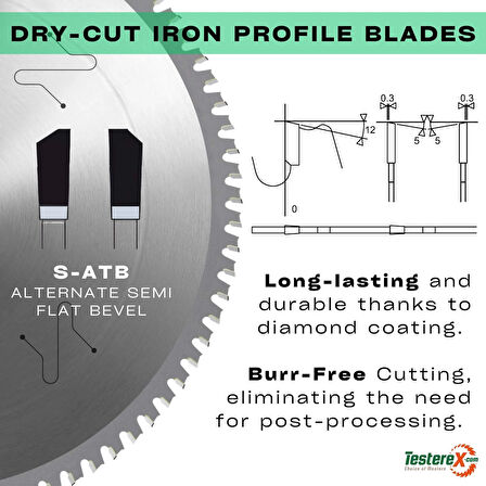 KRONBERG 180x2.2x20mm 34S-ATB diş Demir Profiller İçin - TCT Elmas Daire Testere (Kuru Kesim)