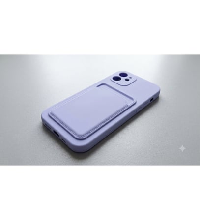 iPhone 12 Kartlıklı PU Deri Silikon Kılıf (Lila)