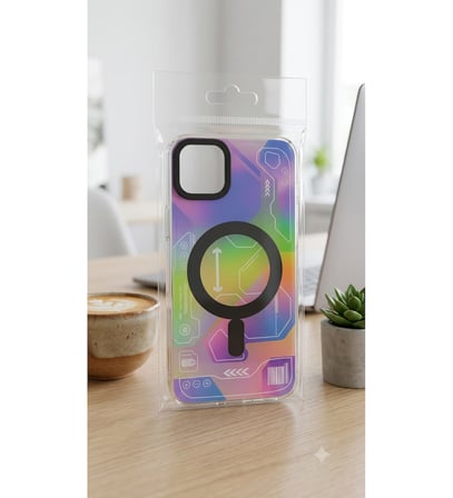 iPhone 11 Pro Uyumlu MagSafe Özellikli Holografik Siber Kılıf – Yüksek Koruma & Futüristik Tasarım