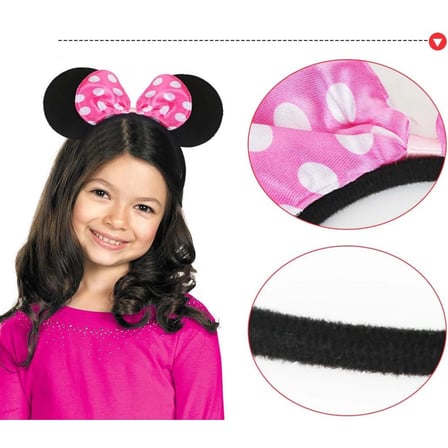 Pembe Fiyonklu Minnie Mouse Tacı Mini Kulak