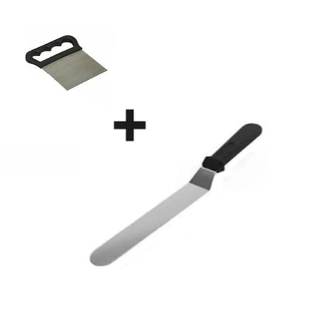 2li Set Hamur Şekillendirici Eğik Pasta Spatulası Ve Metal Hamur Kesici Kazıyıcı Spatula