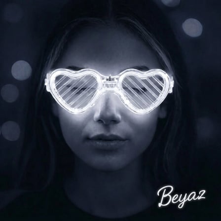 Beyaz Led Işıklı Kalp Gözlük – 3 Modlu Parti & Glow Gözlüğü