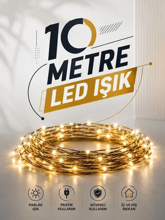 10 Metre Led Işık Gün Işığı Her Ortama Uygun Ampüllü