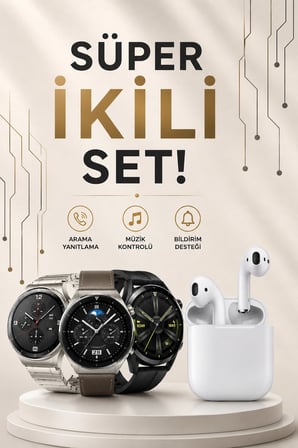 Akıllı Saat ve Kulaklık Seti Dokunmatik Ekran 5.0 Bluetooth Bağlantılı Sesli Görüşme
