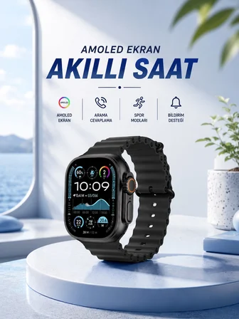 Akıllı Saat Bluetooth Bağlantılı NFC ve GPS Uyumlu Nabız Ölçer Sesli Görüşme