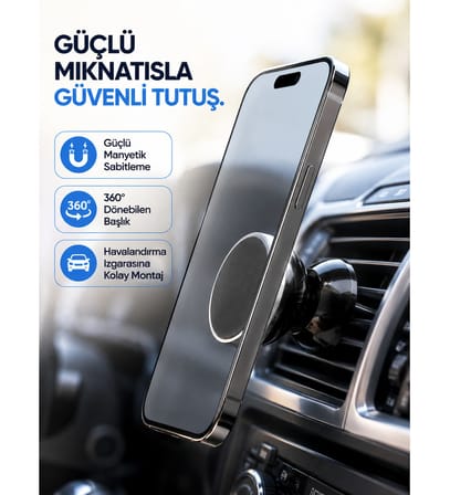 Araç İçi Telefon Tutucu Mıknatıslı Havalandırma Izgarası Telefon Standı