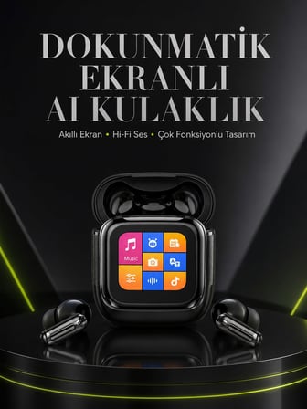 Yeni Nesil AI Bluetooth Kulaklık Akıllı Dokunmatik Ekranlı