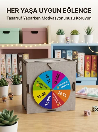 Eğlenceli Tasarruf Çarklı Felek Ahşap Para Biriktirme Kutusu