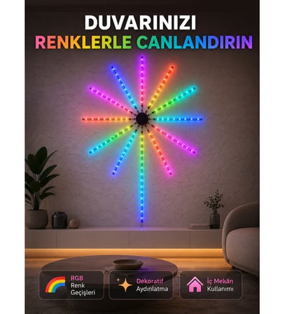 RGB LED Duvar Aydınlatması Telefon Kontrollü Dekoratif Ortam Işığı