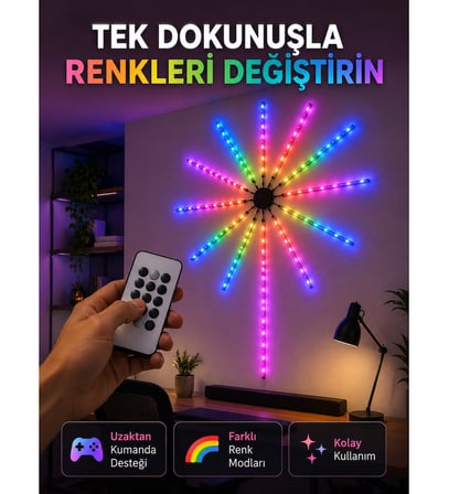 RGB LED Duvar Lambası Uzaktan Kumandalı Telefon Kontrollü Ortam Aydınlatması