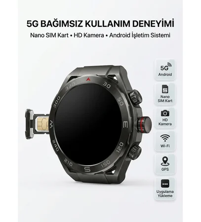 SIM Kartlı 5G Android Akıllı Saat HD Kamera Wi-Fi GPS Uygulama Yükleyebilen