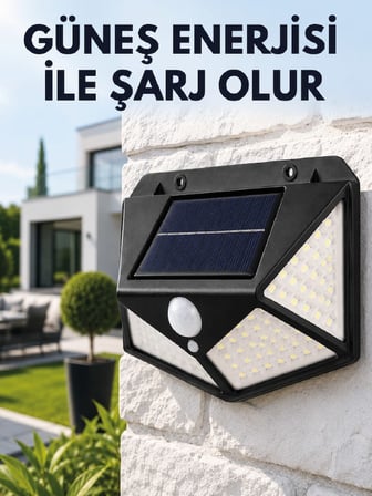 Sensörlü Solar Bahçe Lambası Geniş Açılı LED Aydınlatmalı Balkon Garaj ve Bahçe Işığı
