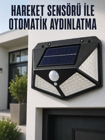 Hareket Sensörlü Güneş Enerjili Duvar Lambası Dış Mekan İçin Güçlü LED Aydınlatma
