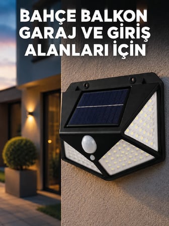 Solar LED Bahçe Aydınlatma Lambası 3 Işık Modlu Sensörlü Duvar Tipi Dış Mekan