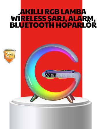 Kablosuz Şarjlı Atmosfer Lambası Bluetooth Hoparlör ve Akıllı Alarm Özellikli