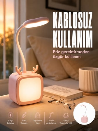 Ayarlanabilir LED Masa Lambası Şarjlı Modern Aydınlatma