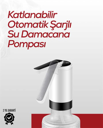 Uzun Şarj Süreli Su Pompası | Tek Tuşla Başlat/Durdur | Cam Damacana Uyumlu | Enerji Tasarruflu 4W Güç