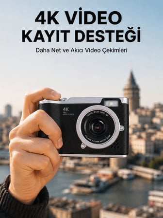 48 MP Dijital Kamera 4K Video Çekim Özellikli Kompakt Tasarım