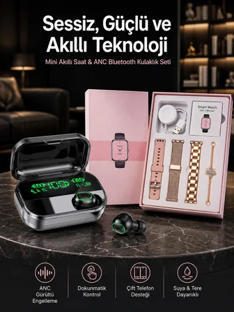 Yeni Nesil Kaliteli Akıllı Saat ve Kablosuz Bluetooth Kulaklık Yüksek Ses Kaliteli Yeni Nesil