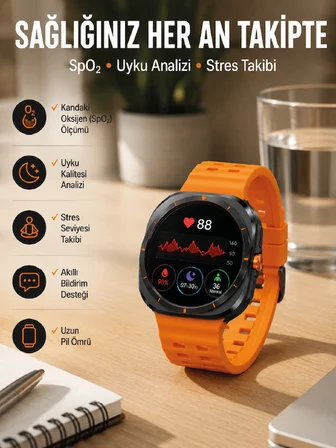 Akıllı Saat Müzik Dinleme Nabız Ölçer NFC ve GPS Uyumlu Sesli Asistan Yeni Nesil