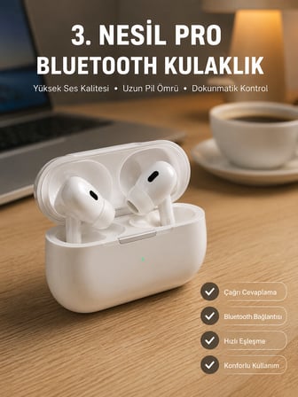 Bluetooth Kulaklık Kulak İçi Silikonlu Stereo Yüksek Ses Kaliteli Dokunmatik