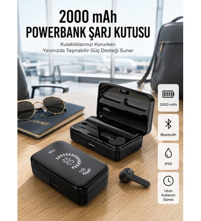 İos Android Uyumlu Bluetooth Kulaklık Kablosuz Kulaklık Yüksek Basslı