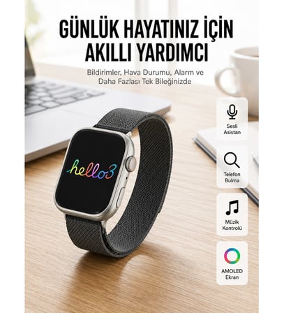 Android ve İOS Uyumlu Uyku ve Sağlık Takibi Yapabilen 3 Kordonlu Akıllı Saat
