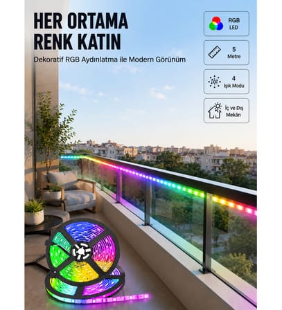 5 Metre Kumandalı RGB Şerit LED Aydınlatma
